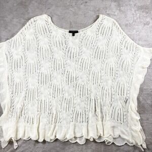 Lane Bryant Black Crochet Knit‎ V Neck Batwing Sleeve Sweater Plus Size 26/28